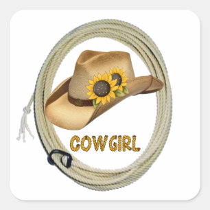 Autocollants de cow-girl de tournesol