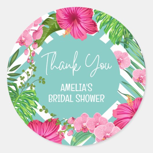 Autocollants de faveur de douche nuptiale florale  (Devant)