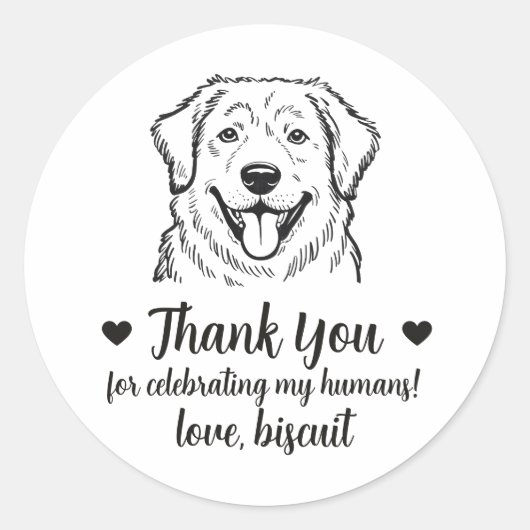 Autocollants de Faveur de Mariage de Chien des Gra (Devant)