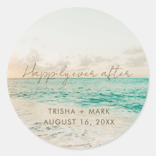 Autocollants de Faveur de Mariage de Plage (Devant)