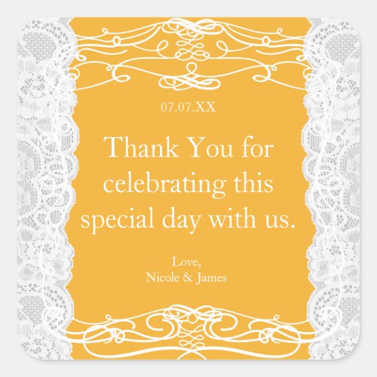 Autocollants de faveur de mariage élégants en dent (Devant)