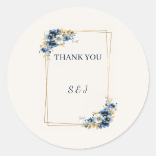 Autocollants de Faveur de Mariage Fleuris Bleu Roy