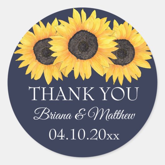 Autocollants de faveur de mariage Tournesols de ca (Devant)