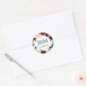 Autocollants de faveur de monogramme Navy Burgundy (Enveloppe)