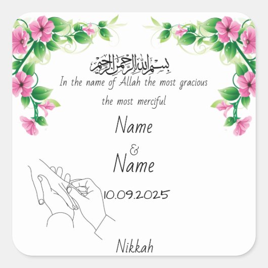 autocollants de faveur de Nikkah (Devant)