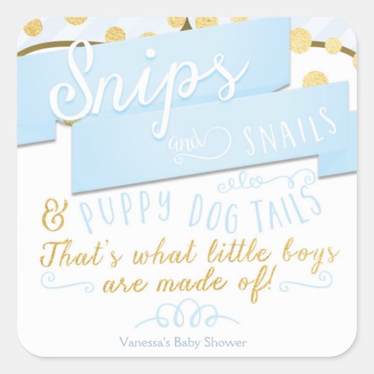 Autocollants de faveur rayés bleu or Snips & Snail (Devant)