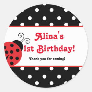 Autocollants de fête à pois Ladybug rouge