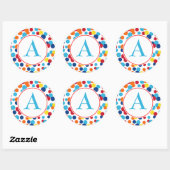Autocollants de fête avec points et monogramme pou (Feuille)