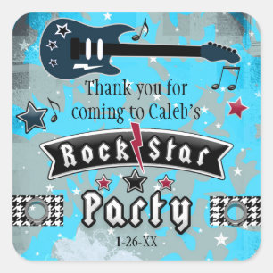 Autocollants de fête d'anniversaire de guitare de 