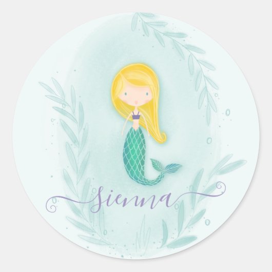 Autocollants de fête d'anniversaire de sirène (Devant)
