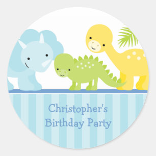 Autocollants de fête d'anniversaire du dinosaure