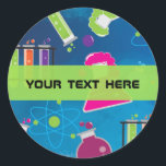 Autocollants de fête d'anniversaire Mad Science<br><div class="desc">Autocollants de fête d'anniversaire Mad Science. Personnalisez avec n'importe quel texte. Articles assortis disponibles.</div>