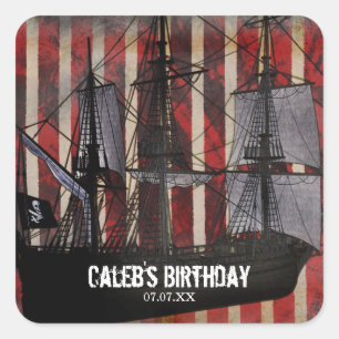Autocollants de fête d'anniversaire Pirate Grunge
