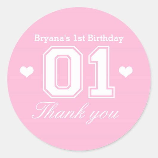 Autocollants de fête d'anniversaire Rose Athlétiqu (Devant)