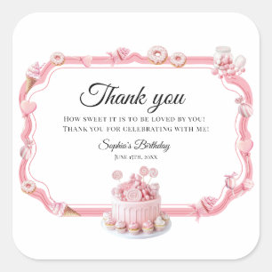 Autocollants de fête d'anniversaire Rose Sweet One