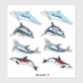 Autocollants de fête dauphin avec noms (Feuille)