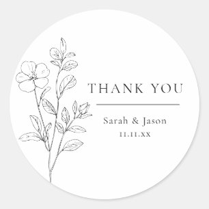 Autocollants de Fête de Mariage Floraux Minimalist