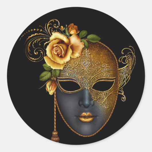 Autocollants de fête masquée Or Noir (Devant)