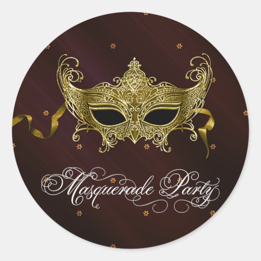 Autocollants de fête masquée Or Noir (Devant)