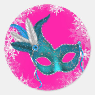 Autocollants de fête masquée rose vif