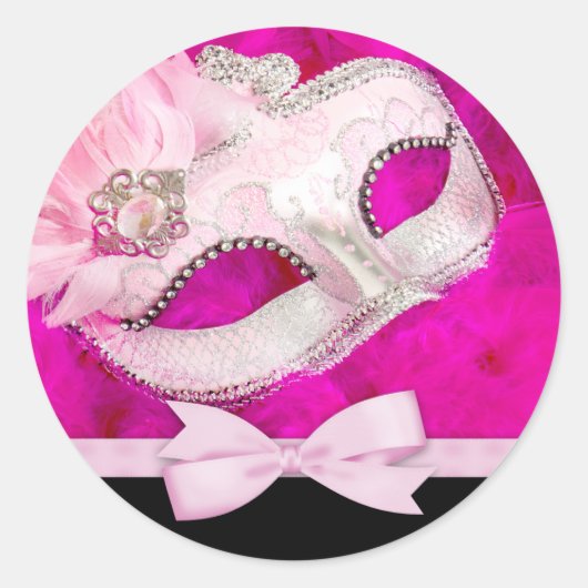 Autocollants de fête masquée rose vif (Devant)