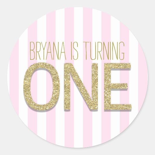 Autocollants de fête ONE 1er anniversaire pailleté (Devant)