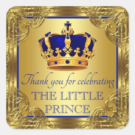 Autocollants de Fête pour Bébé Prince Or Bleu (Devant)