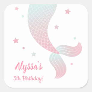 Autocollants de fête pour filles en queue de sirèn