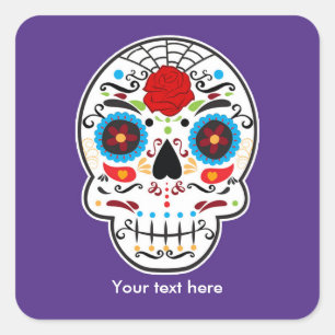 Autocollants de fête violets Sugar Skull Jour des