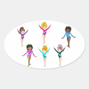 Autocollants de fille de gymnastique avec 6 gymnas