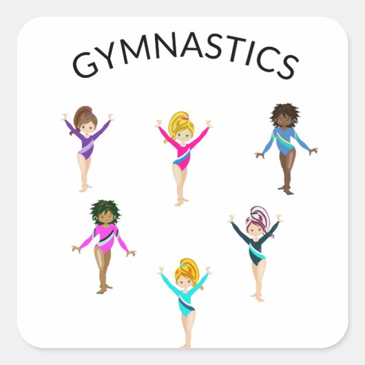 Autocollants de fille de gymnastique avec 6 gymnas (Devant)