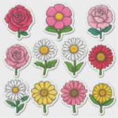 Autocollants de fleurs de dessin animé colorés (Devant)