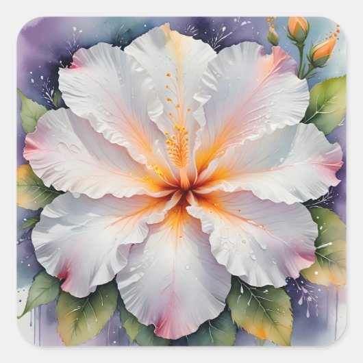 autocollants de fleurs d'hibiscus blanc (Devant)