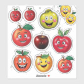 Autocollants de fruits et emoji Apple rouge joyeux (Feuille)