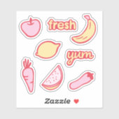 Autocollants de fruits et légumes rose et jaune do (Feuille)