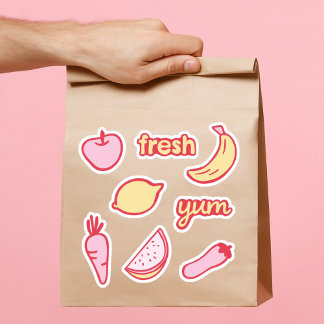 Autocollants de fruits et légumes rose et jaune do