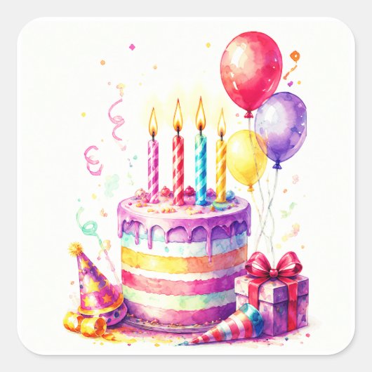 Autocollants de gâteau d'anniversaire ou sceaux d' (Devant)