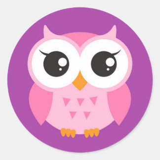 Autocollants de hibou - mignon, hibou rose sur arr