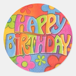 Autocollants de hippie de joyeux anniversaire