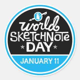 Autocollants de jour de Sketchnote du monde