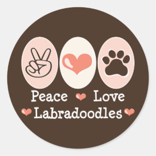 Autocollants de Labradoodles d'amour de paix