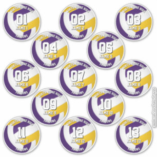 autocollants de l'équipe de volley-ball or violet 