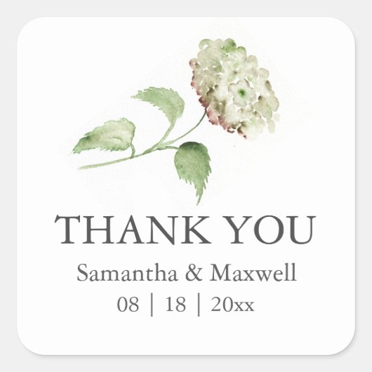 Autocollants de mariage à l'aquarelle Hydrangea Fl (Devant)