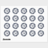 Autocollants de mariage à monogramme en damas aqua (Feuille)