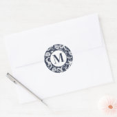 Autocollants de mariage à monogramme en damas aqua (Enveloppe)