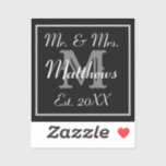 Autocollants de mariage à monogramme noir et blanc<br><div class="desc">Adoptez une sophistication moderne avec nos autocollants de remerciement de mariage personnalisés chic. Élevez vos faveurs de mariage avec une esthétique moderne qui résonne avec simplicité et élégance intemporelle. Idéal pour les faveurs de mariage et les sceaux d'enveloppe de remerciement de mariage. Mariage minimal moderne à monogramme noir et blanc....</div>