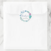 Autocollants de mariage bleu et violet Merci Flora (Sac)