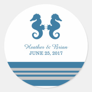 Autocollants de mariage bleu gris marine