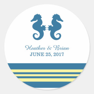 Autocollants de mariage bleu jaune marine