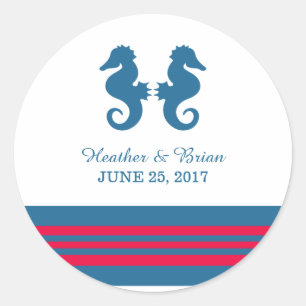 Autocollants de mariage bleu rouge marine